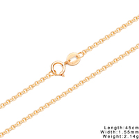 Collier chaîne simple en or véritable 14K or blanc ou or rose, maillons en forme de O, chaîne câble de 1,55 mm pour femme, bijoux fins