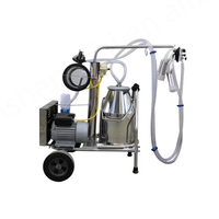 Machine à traire à quatre têtes de type piston en acier inoxydable pour bovins, ovins, chameaux, avec pompe à vide mobile et moteur 220V, garantie 1 an JSC