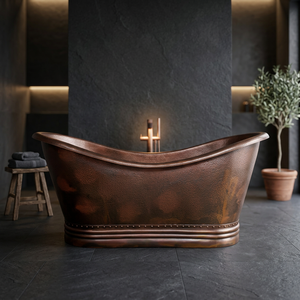 Baignoire autoportante ovale en cuivre à pieds de griffe, baignoire en métal artisanale pour la maison et l'hôtel - Artisanat indien - Product Image 3