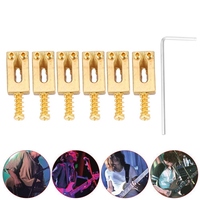 6 Pcs Electric Guitar Bridge Pin Brass Golden Color Guitar Accessory with Hex Wrench Kit