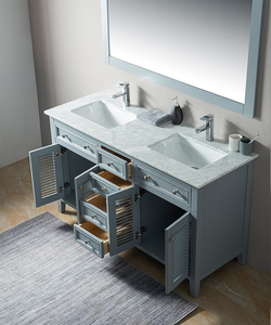 <span class=keywords><strong>Meuble</strong></span> <span class=keywords><strong>de</strong></span> salle <span class=keywords><strong>de</strong></span> bain <span class=keywords><strong>de</strong></span> style américain avec double vasque en bois massif - Product Image 2