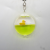 Porte-clés 3D en acrylique transparent avec paillettes liquides flottantes, motif dessin animé, prix usine promotionnel