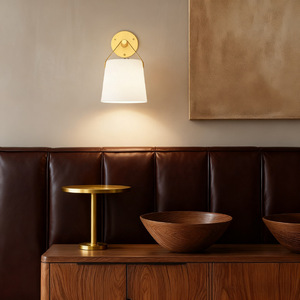 Industrial <b>Wall</b> Lamp Copper Body White Shade E26 LED Bulb <b>Switch</b> Control <b>Wall</b> Mounted Bedroom Corridor <b>Lighting</b> - Product Image 2