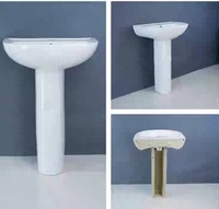 Bassin sanitaire en céramique de lavabo de piédestal de support de plancher d'articles de couleur blanche Offre Spéciale
