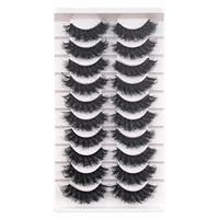 D Curl Winged Cat Eye Dicke, flauschige Faux-Nerz-Wimpernstreifen auf weißer Palette – Volumen-Kunstwimpern für Fotoshootings & Social Media Vlogs