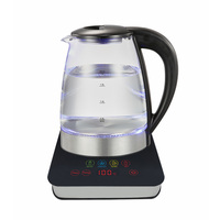 Bouilloire électrique sans fil en verre borosilicate de 1,8 L avec contrôle multi-températures en acier inoxydable pour usage domestique