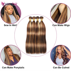 Fournisseurs de cheveux en gros échantillon gratuit paquet de cheveux, paquet de cheveux brésiliens vierges bruts de couleur à reflets, tissage de cheveux humains droits - Product Image 4