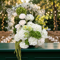 Boule de fleurs en mousse de soie de 50 cm, rose blanche et verte, pour mariage, Saint-Valentin, remise de diplôme, centre de table décoratif