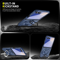 Funda Magnética Plegable 2 en 1 de TPU y PC a Prueba de Golpes con Protección de 360° °   Soporte Giratorio con Anillo y Cubierta Deslizante para Cámara para Samsung Galaxy Z Flip 7 8