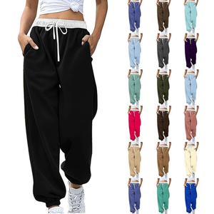 High Quality Custom Women's <b>Slim</b> Fit Corduroy <b>Joggers</b> Dark Wash Sweatpants Lace Decoration Wholesale Latest Casual Sports Style - Product Image 2