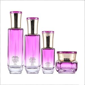 Ensemble de pots et de flacons cosmétiques en verre de luxe, flacon pompe rechargeable, <span class=keywords><strong>dégradé</strong></span> violet pour sérum crème vide avec bouchon fleuri - Product Image 5