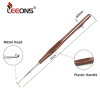 Crochets en aluminium Leeons de qualité supérieure avec manche en plastique, tailles 0,5-0,8 mm, pour la fabrication de perruques et d'extensions capillaires