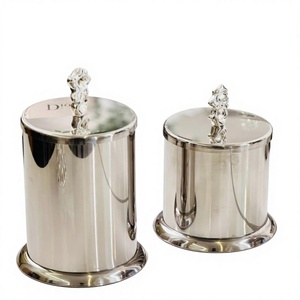 Stainless Steel Cylinder <b>Canister</b> <b>Set</b> Metal Lid Craftsman Design Air-Tight Food Safe Tableware Storage Jars Cover for Wedding - Product Image 1