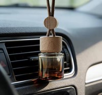 Diffuseur de parfum pour voiture en verre coloré, flacon vide avec bouchon rond et corde épaisse de 8 cm, pendentif décoratif à suspendre pour véhicule
