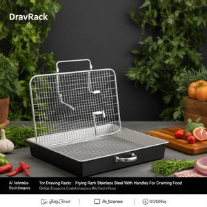 Griglia per frittura in acciaio inox con manici per scolare gli alimenti - Product Image 3