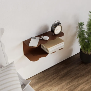 2 Tier Floating Metal <strong>Bedside</strong> <strong>Table</strong> with Storage <strong>Wall</strong> Mounted Nightstand Shelf for Bedroom - Product Image 6