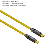2024 nuevo diseño USB C macho a tipo C hembra Cable DE DATOS 20Gbps 140W Cable de resorte de carga rápida Cable de carga para computadora portátil móvil