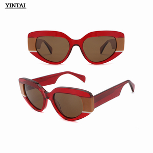 Lunettes de <span class=keywords><strong>soleil</strong></span> oeil de chat design mode 2025 pour femmes forme polygonale irrégulière avec verres polarisés UV400 et monture en acétate - Product Image 1