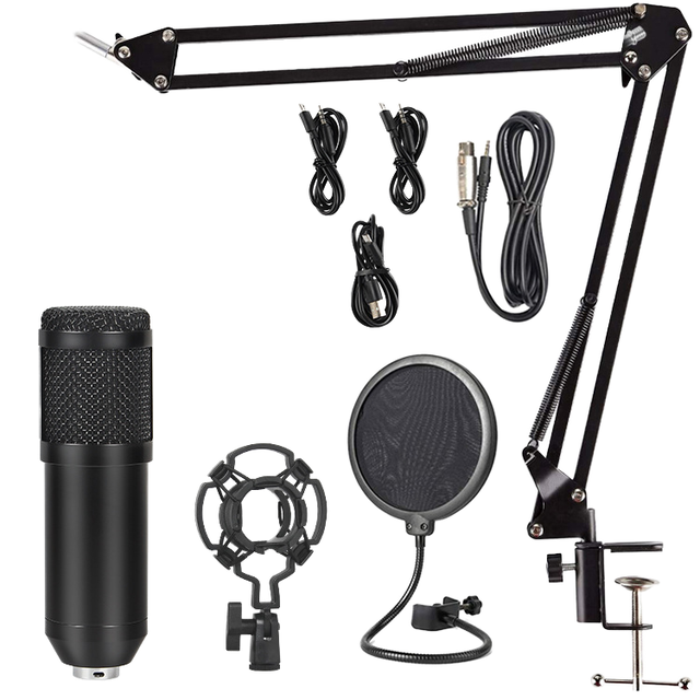BM-800 Recording Studio Podcast Equipment Bundle V8 Voice Changer for Live Streaming YouTube Vlogs Wired Omni-Directional