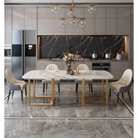 Table moderne solide et durable plateau en marbre fer plaqué pieds table