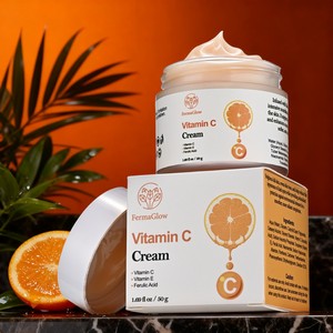 Crème <span class=keywords><strong>Visage</strong></span> Éclaircissante et Hydratante à la Vitamine C Fermentée, à l'Acide Ferulique et aux Antioxydants, Correctrice de Taches Brunes, Raffermissante et Illuminatrice - Product Image 2