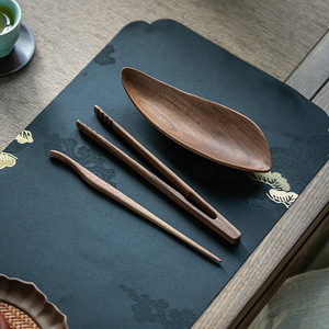Walnut wood <b>tea</b> scoop, practical <b>tea</b> tray, <b>tea</b> spoon, and <b>tea</b> clip <b>set</b> for <b>tea</b> rooms, Chinese retro <b>tea</b> ceremony six-gentleman - Product Image 2