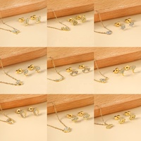 Juego de Joyas de Moda Nupcial para Mujer con Collar con Colgante y Pendientes de Botón en Acero Inoxidable Chapado en Oro de 18k