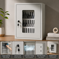 Casier de rangement mural moderne en acier assemblé pour téléphones, avec 36 compartiments et serrure à clé