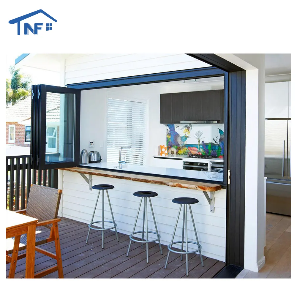 Heat insulation panel aluminium bi-folding bifold accordion windows