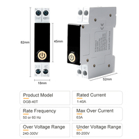 Interruptor de Circuito Inteligente WiFi Tuya Mini de Plástico 1P 63A con Temporizador, Medidor de Energía kWh, Protector de Voltaje y Control Remoto