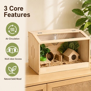 Cage à hamster carrée en <span class=keywords><strong>bois</strong></span> Mito, écologique et résistante au vent / Grande <span class=keywords><strong>enclos</strong></span> transparente pour hamster syrien, petits animaux, utilisation en intérieur - Product Image 2
