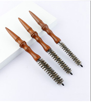 Peigne à rouleaux en bois pour coiffure, avec queue pointue pour la séparation des mèches, manche en bambou, brosse à boucler