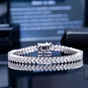 Pabrik langsung Hip Hop Moissanite Moissanite berlian es keluar perhiasan persegi mewah Vvs Tenis Gelang 925 perak untuk pria wanita - Product Image 1