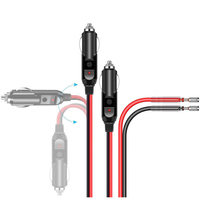 Câble allume-cigare de voiture LanLin durable et portable de 1 mètre 16AWG avec bande de mise à la terre, fils rouges et noirs, câble d'extension