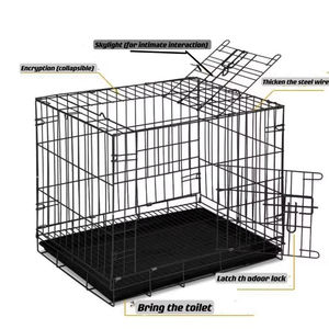 Gran oferta, jaula de Metal para perros de doble puerta de alta calidad, jaula plegable fuerte para perros de alambre, valla portátil con patrón de animales, caja de plástico de hierro - Product Image 5