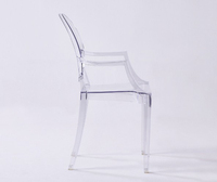 Chaise chic en plastique transparent avec bras d'fantôme, en résine, pour fête de mariage, en acrylique, livraison gratuite, vente en gros