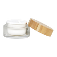 Pot cosmétique en acrylique de haute qualité, unique, hydratant, 15g 30g 50g 100g, rechargeable, en plastique, avec couvercle en bambou.