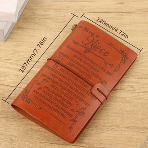 Carnet de notes vintage A6 fait main avec impression numérique - Personnalisable - Cadeau pour ma fille/mon fils - Messages sincères - Cuir brun durable - Product Image 4