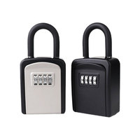 Caja de Seguridad para Llaves de Casa, de Aleación de Aluminio Negra, con Cerradura de Contraseña, Resistente a la Intemperie, para Uso en Interiores/Exteriores, Garaje