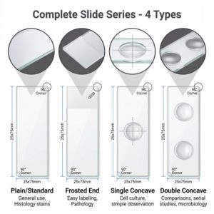 Standard Class Precleaned Glass <strong>Microscope</strong> <strong>Slides</strong> 75 25mm Ground Edges Plain Frosted Single Concave Pathology Lab Supplies - Product Image 3