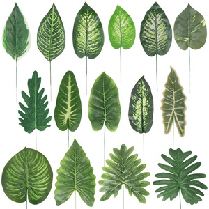 Venta al por mayor Hojas artificiales Planta verde Hoja de <span class=keywords><strong>Canna</strong></span> Arreglos florales decorativos artificiales - Product Image 1