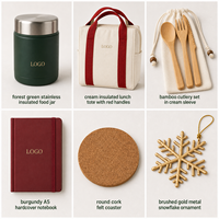 Kit Cadeau Personnalisé de Noël pour Employés avec Boîte Alimentaire, Sac Repas, Couverts, Carnet, Sous-Verre, Ornement, Boîte Cadeau - Fournisseur OEM