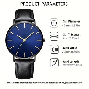 Reloj de Cuarzo Analógico Minimalista para Hombre con Esfera Redonda, Correa de Cuero PU, Elegante, Casual y Profesional - Product Image 6