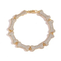 Nouveau modèle de collier hip-hop en os, bracelet en laiton de 10 mm entièrement serti de zircone, style européen, marque tendance, accessoire de fête unisexe