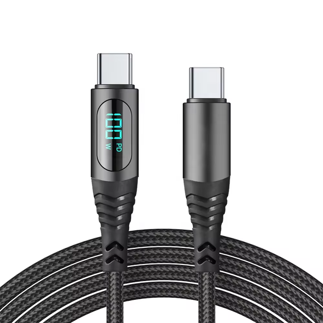 Factory Price 100W 66W 27W LED Display Nylon Braided PD USB C to USB Fast Charging Data Cable Type c