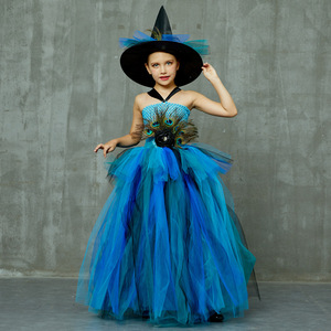 Falda Tutú Larga de Hada Princesa Elfo para Cosplay de HP Purim, Vestido de Pavo Real para Niñas, Floral Vintage - Product Image 3