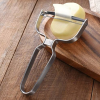 Multifunctionele 3-delige 304 roestvrijstalen handmatige fruit- en groenteschiller, vaatwasserbestendig voor wortels, knoflook en mango.