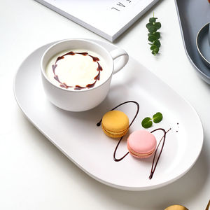 Tasse à café expresso/cappuccino en porcelaine de style nordique moderne, couleur macaron, économique, écologique, 400 ml, avec support pour biscuits et desserts - Product Image 5