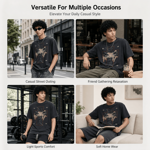 T-shirt graphique en coton 305G pour hommes, style vintage délavé, coupe oversize, streetwear, personnalisable avec logo, vente en gros - Product Image 3