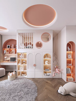 OEM lit superposé princesse château lit bunker lit de luxe rose et or ensemble de meubles de chambre à coucher pour filles avec grande armoire armoire garçons jumeaux